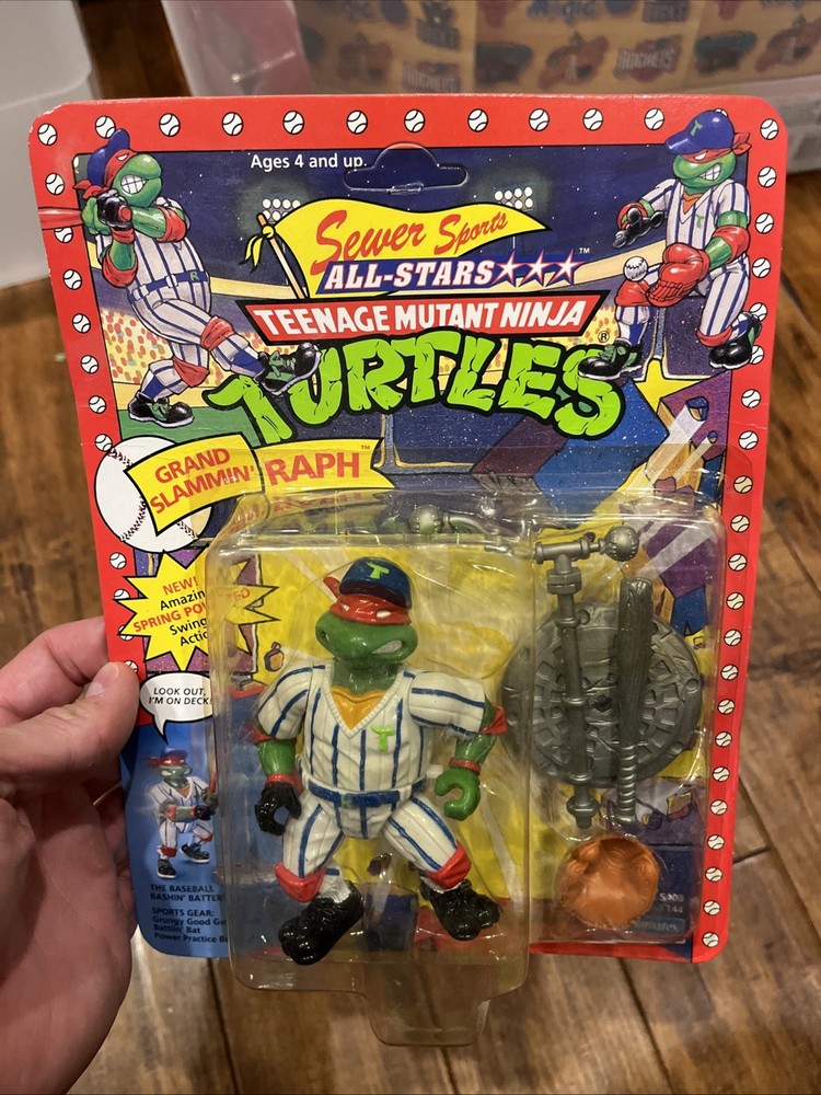 Vintage 1991 TMNT Grand Slammin’ Raph Sewer Sports All-Stars Raphael Unpunched