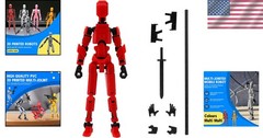 Lucky 13 Fully Jointed 3D Action Figure: Stylish and Durable Red Robot Toy