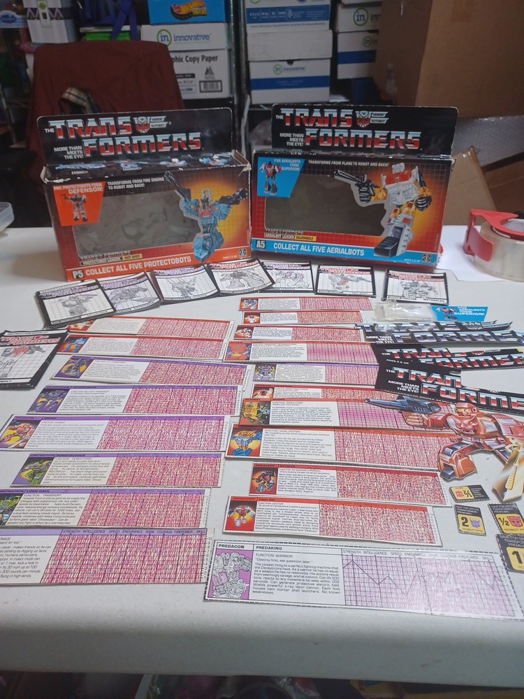 Vintage Transformers Instruction Booklet, Empty Boxes, Spec Card And Misc Lot