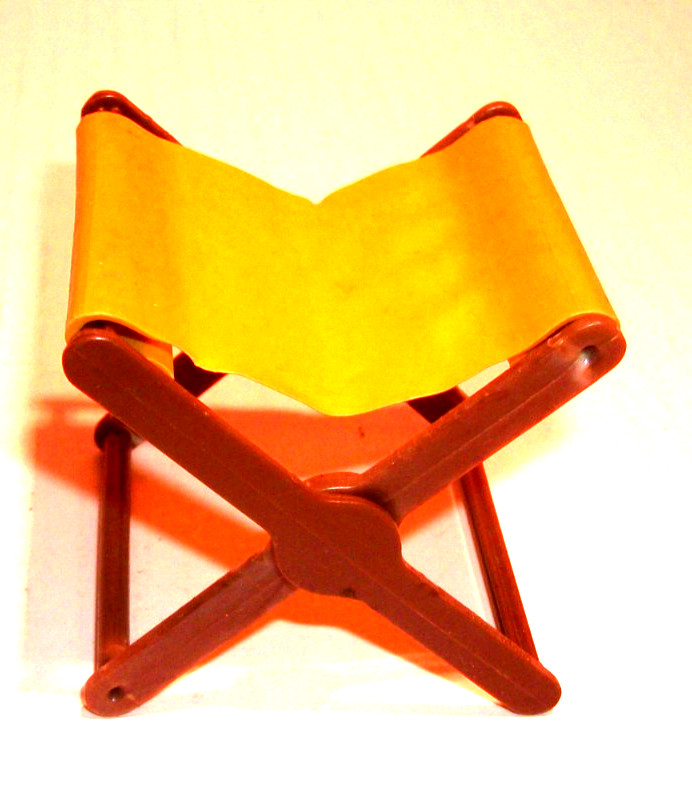 Vintage 1971 Mattel Big Jim Gi Joe Camping Chair Brown Tan Folding