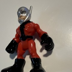 Helmeted Action Figure Plastic Red Black Silver Silver Helmet Red Black Figure