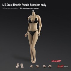 US 1:6 Flexible Female Seamless Body Suntan Skin Large Bust Breast Figure Body