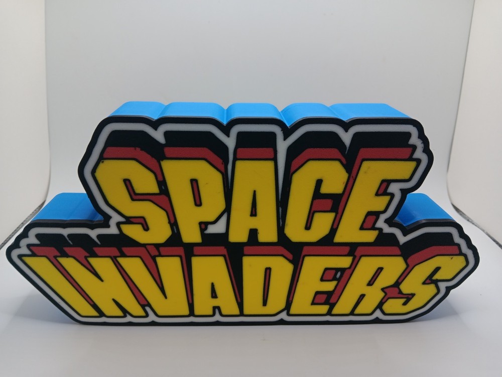 Retro Space Invaders logo lightbox sign light box display for collection display