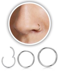 Men Women 316L Surgical Steel Hinged Nose Rings Hoop for Nostril Septum