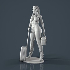 Unpainted resin figurine. Beautiful woman girl with bags 1:18 1:24 1:32 1/43