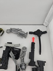 GI Joe Weapons Lot of 34 Pieces Guns Rocket Launchers Knives Holsters Backpack