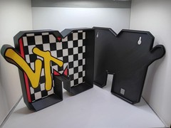 Retro 1980s style MTV Music TV Mtv Checkered Lightbox sign retro logo light box