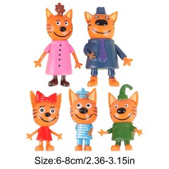 Kid-e-Cats Action Figures 5pcs Set 6-8cm Cartoon Anime Cat Cake Toppers Kids Toy