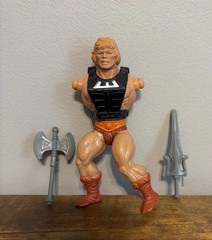 Vintage 1981 MOTU He-Man Taiwan Soft Head w/ Original Armor Sword & Axe