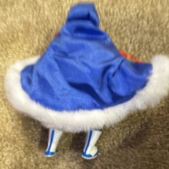 Wrestling Action Figure Blue White Red Masked with Cape Plastic Fabric