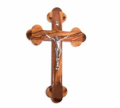 Holy Land Market Olive Wood Cross of the Fourteen Stations W/crucifix (7″ h)