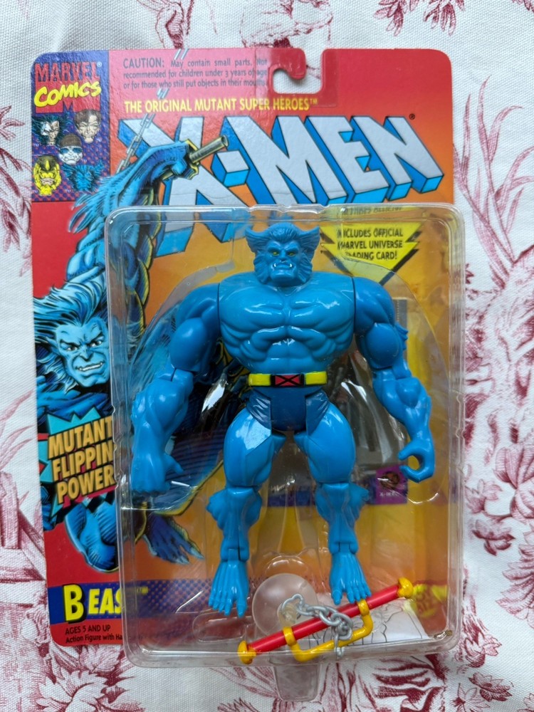 Toy Biz X-Men Beast Action Figure, Carded, Blue/Yellow/Black, Bar Included