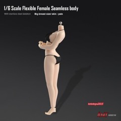 1:6 Female Pale Skin Large Bust Breast Figure Flexible Seamless 12 inch Body Toy