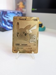 Pikachu Fan Art Gold Metal Display Card 25th Anniversary Unofficial