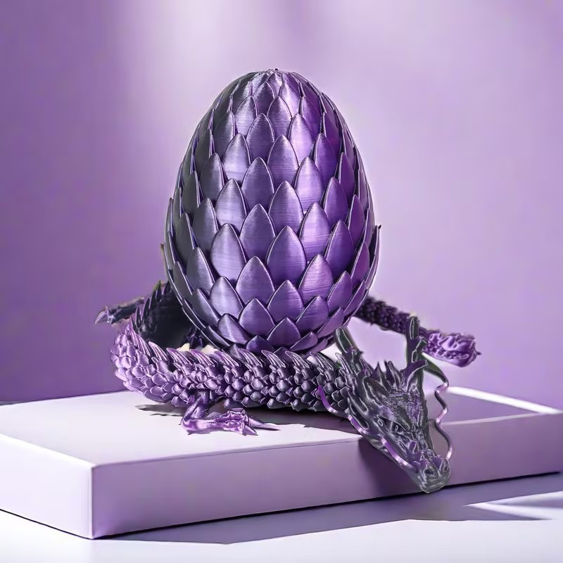 3D Printed Articulated Dragon Huge 12″ Long With Egg New