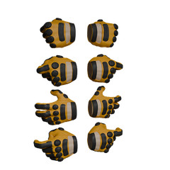 1/12 Scale Action Figure Hands: Biker Gloves (Unpainted)