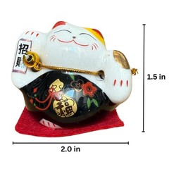Set of 5 Mini Maneki Neko Lucky Cat Figurines for Prosperity & Fortune –…
