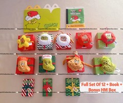 💗McDonalds Toys AU 2025 Christmas Grinch Ornament &Card Full Set Of 12 +Book 💗