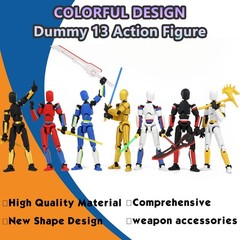 5-Pack Titan 13 Action Figure, 3D Printed Multi-Colored T Dummy 13