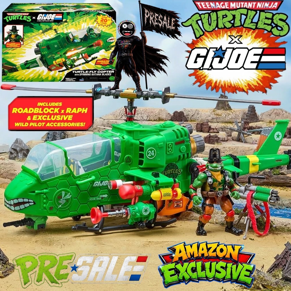 PRESALE TMNT x G.I. Joe Mashups Turtle-Fly Copter Roadblock-Wild Bill x Raphael