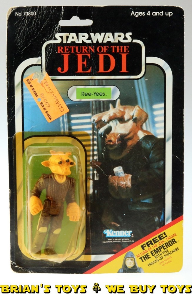 Vintage Kenner Star Wars Carded ROTJ Ree-Yees Action Figure C3Y (dented bubble)