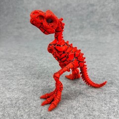 Skeleton Dinosaur Figure Red Black Crackle T-Rex 7” Posable Action Toy Zuru