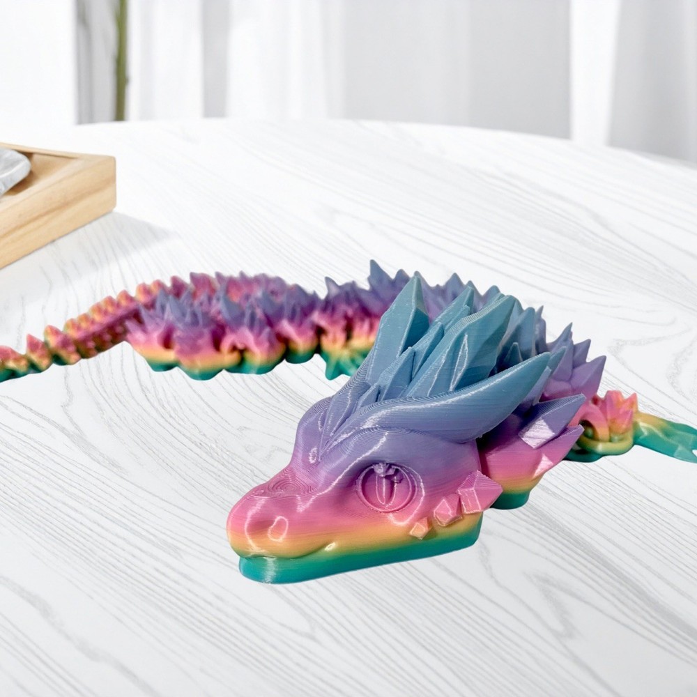 Large 24 Inch Articulated Flexi Crystal Dragon 3D Printed Fidget Desk Toy