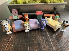 Bluey Lot of Dog Figures + House Furniture Accessories Moose Toys
