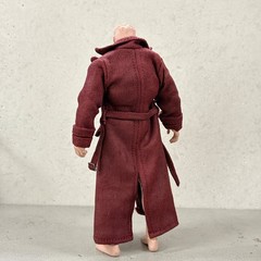 PB-LTC-RED: 1/12 Red Leather Wired Trench Coat for 6″ Vtoys Mezco Muscular body