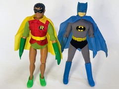 Very Nice Vintage 1974 Mego 8″ Batman (Type 1) and Robin (T2) w Minimal Repro