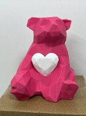 Valentine’s Day Pink Bear w/ Heart Geometric 3.5” Figure Plastic Cute Gift New