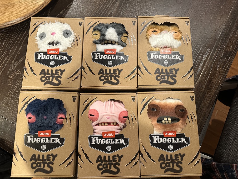 Fuggler Alley Cats Series Set of 6 Plush 9” Funny Ugly Monster Alley Cats X Zuru
