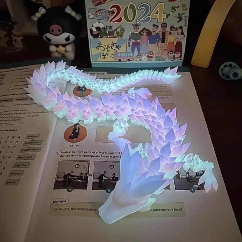3D Printed Luminous Dragon Glow in Dark Articulated Desk Decor Kids Gift