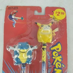 Pokemon 1999 Blastoise & Pikachu Pencils & Topper Pokemon Sealed