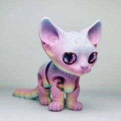 3D Printed Siamese Cat Movable Joint Fidget Toy Stress Relief Decompression