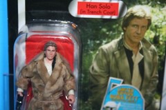 STAR WARS 2011 AFA GRADED MINT ON CARD TVC HAN SOLO TRENCH COAT FIGURE WEAPON