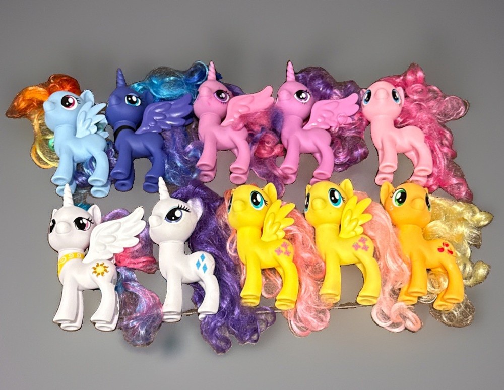 Lot Of 10 My Little Pony G4 Figures 6″ MLP Ponies Brushable FIM Hasbro Set Luna