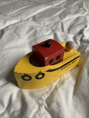 1992 Wooden Thomas & Friends Train 1st Edition Sodor Bay Tug Boat Black Stack