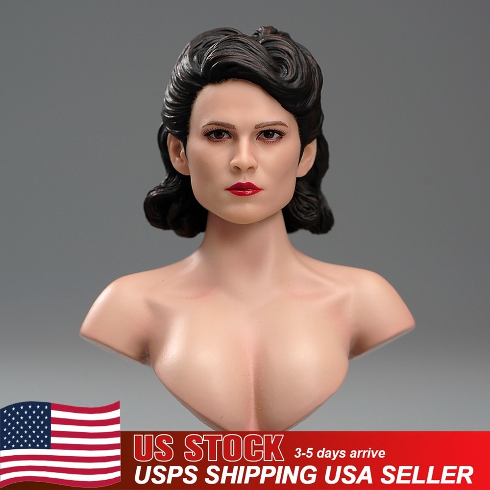 US 1/6 Female Head Sculpt Peggy Carter Carved Fit 12in Action Figure Body Model