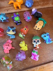 Large Lot of Mini Vinyl Plastic Rubber Sparkly & Not Cutsy Animal Play Figures –