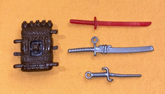 G.I. GI JOE gijoe BUDO WEAPONS PARTS LOT #3 red silver sword sai FREE SHIP