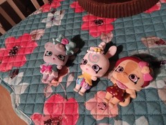 LOT OF 3 SHOPKINS SHOPPETS FLOCKED FIGURES CAT BEAR RABBIT TOYS