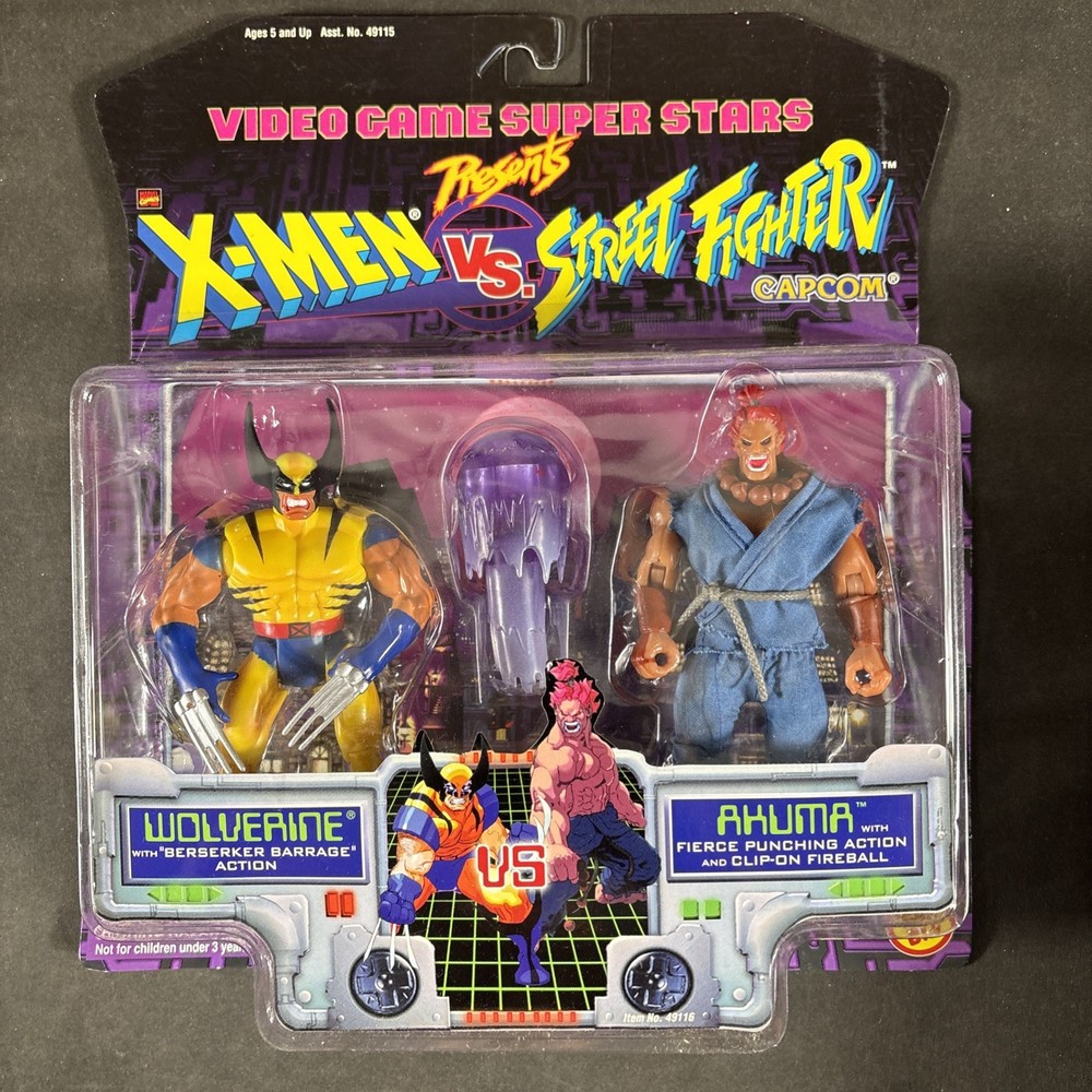 WOLVERINE VS AKUMA MARVEL CAPCOM X-MEN VS STREET FIGHTER ACTION FIGURE TOY BIZ