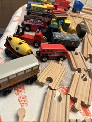 Huge Wooden Train Track Lot 140+ Pcs – fits Thomas Brio Melissa Doug – Bridges