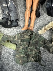 Lot of 6 Vtg 12” Army Military GI Joe Dolls Figures Soldiers With Clothes Guns