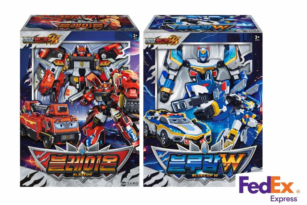 Metal Cardbot W Grand Blue Leon Blue Cop W Blaion Transforming Robot Car Toy Set