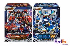 Metal Cardbot W Grand Blue Leon Blue Cop W Blaion Transforming Robot Car Toy Set
