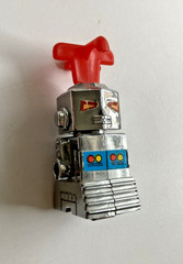 Vintage Kinsman Toy 1980s Silver Red 2″ Action Figure Little Conveyor Robot