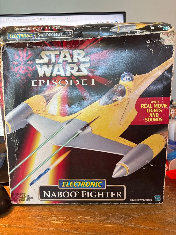 1999 Star Wars Episode 1 Electronic Naboo Fighter Vehicle Hasbro Damaged Box