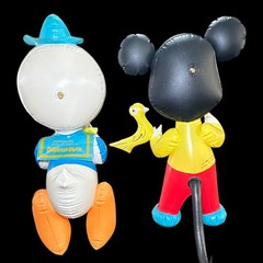 Mickey Mouse & Donald Duck 23″ Inflatable Blow-Up Toys Disney VtG 1960s